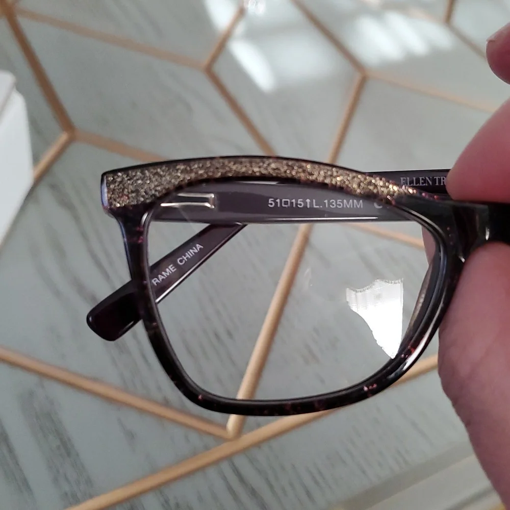 New Ellen Tracy Lucerne Women's Glasses in Gold and Purple Laminate. 51/15/135.